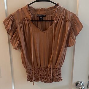Sincerely Jules Ruffled Tan Blouse